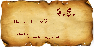 Hancz Enikő névjegykártya